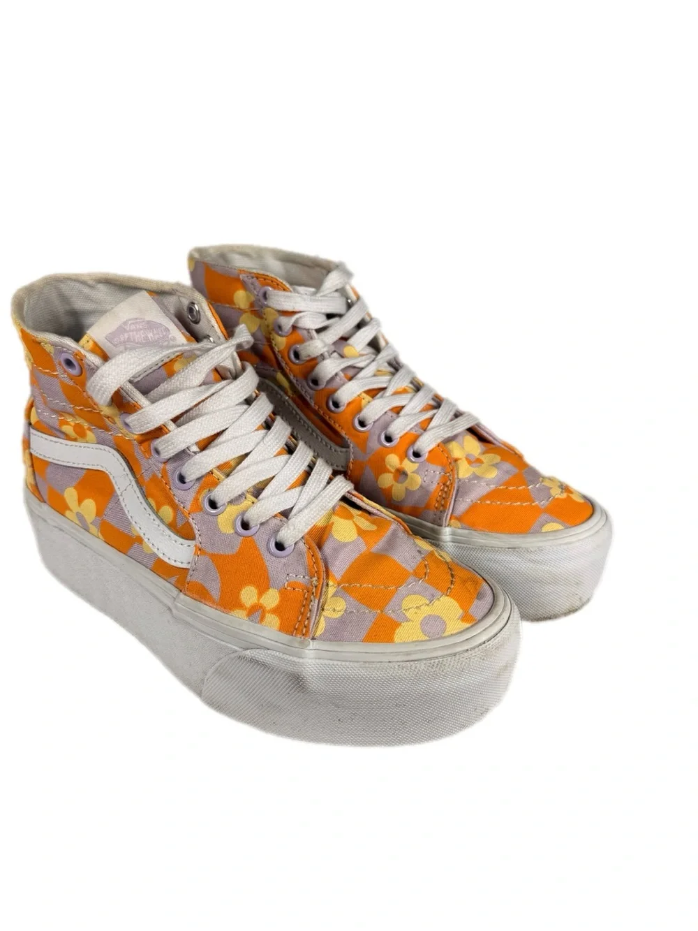 Vans | Sk8-Hi Platform Daisy Platform Sneakers in Orange & Purple White